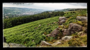 On Ilkley Moors, with town of Ilkley in valley below